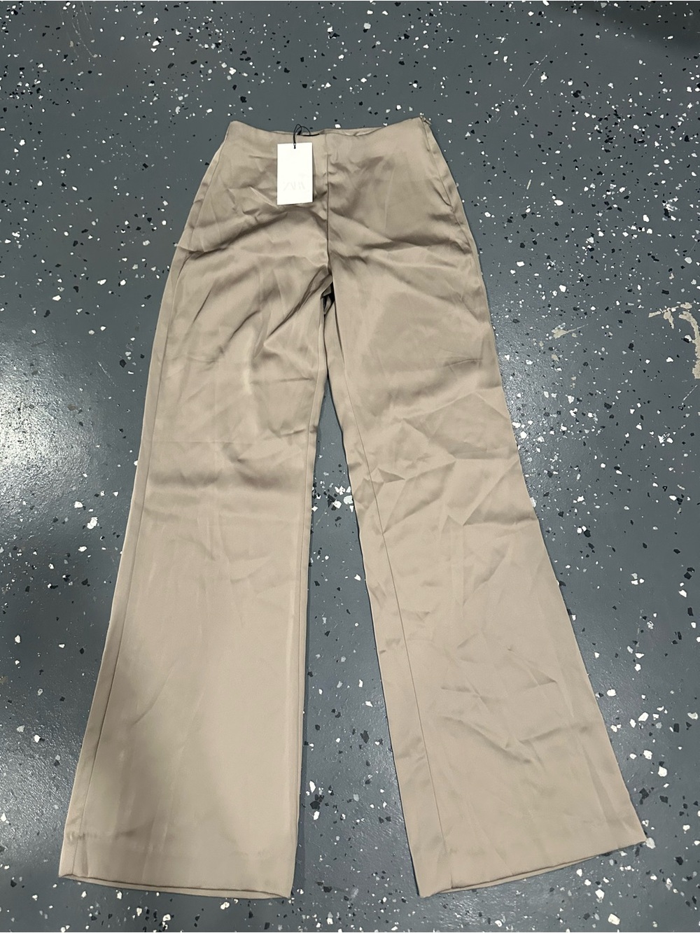 Zara Taupe Wide-Leg Pants